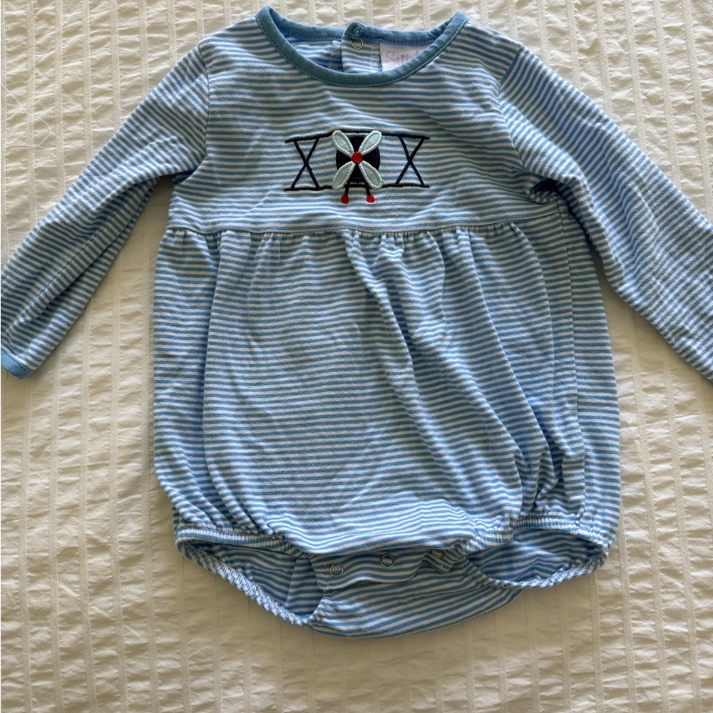 Striped Blue Baby Romper